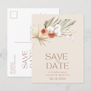 Budget Boho Blumenhochzeit - Heiratsdatum vormerke Ankündigungspostkarte