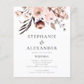Budget Boho Blush Florals QR-Code Hochzeit einlade (Vorderseite)