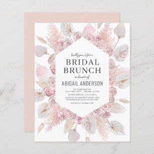 Budget Boho Blush Pink Bridal Brunch Einladung
