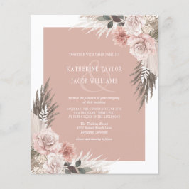 Budget Boho Blush Pink Einladung zur Hochzeit