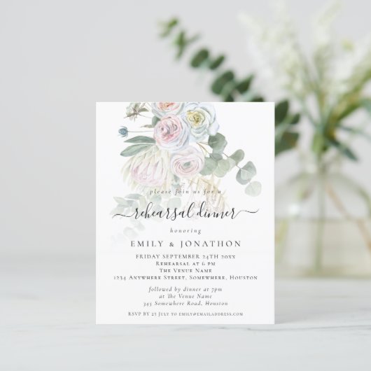 Budget Boho Botanicals Probe Abendessen Einladung (Stehend Vorderseite)