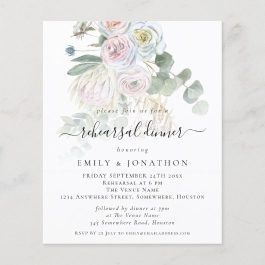 Budget Boho Botanicals Probe Abendessen Einladung (Vorderseite)