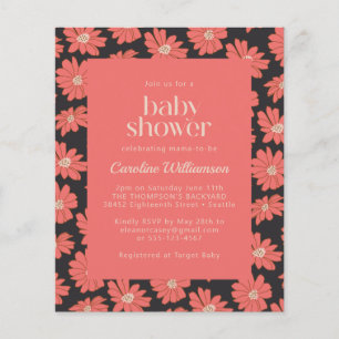 Budget Boho Botanische Blumen Navy Rot Babyparty