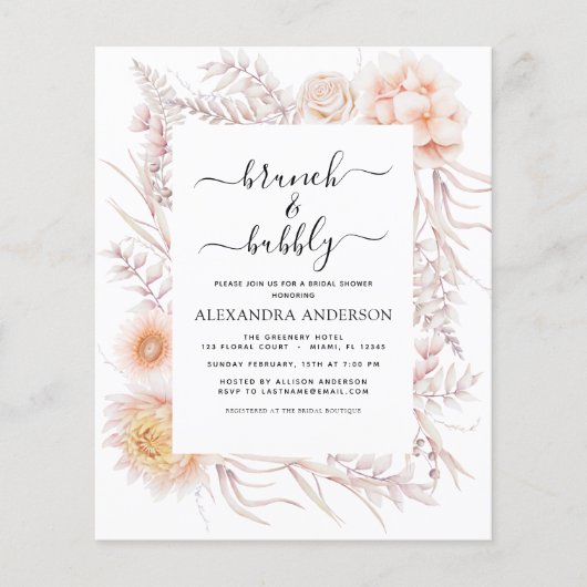 Budget Boho Brunch & Bubbly Brautparty (Vorderseite)