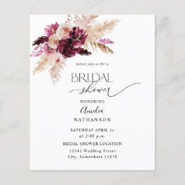 Budget Boho Burgundy & Pink Brautparty Flyer