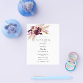 Budget Boho Burgundy & Pink Floral Graduation Part Flyer (Einzeln)