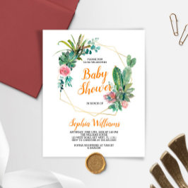 Budget Boho Cactus Baby Shower Einladung