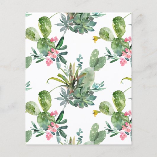 Budget Boho Cactus Bridal Dusche Einladung (Rückseite)