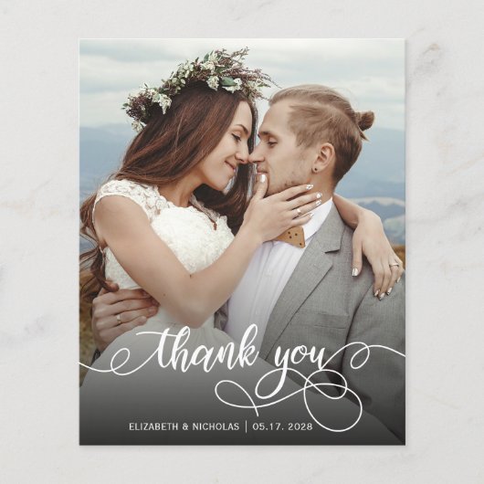 Budget Boho Calligraphy 2 Foto Wedding Vielen Dank (Vorderseite)