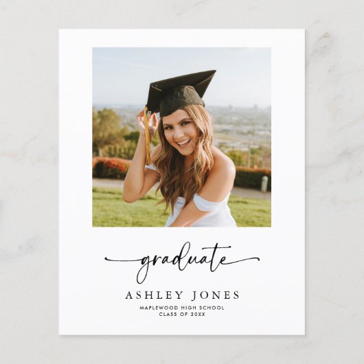 Budget Boho Calligraphy Foto Abschluss Einladung Flyer (Hinten)