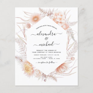 Budget Boho Chic Dusty Pink Wüste Wedding Flyer