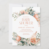 Budget Boho Chic Floral Botanical Baby Dusche Einladung (Vorderseite)