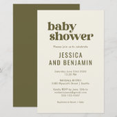 Budget Boho Chic Olive Green Baby Dusche (Vorne/Hinten)