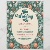 Budget Boho Chic Retro Colorful Floral Wedding Flyer (Vorne)