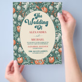 Budget Boho Chic Retro farbenfrohe Blumenhochzeit Flyer (Hand)