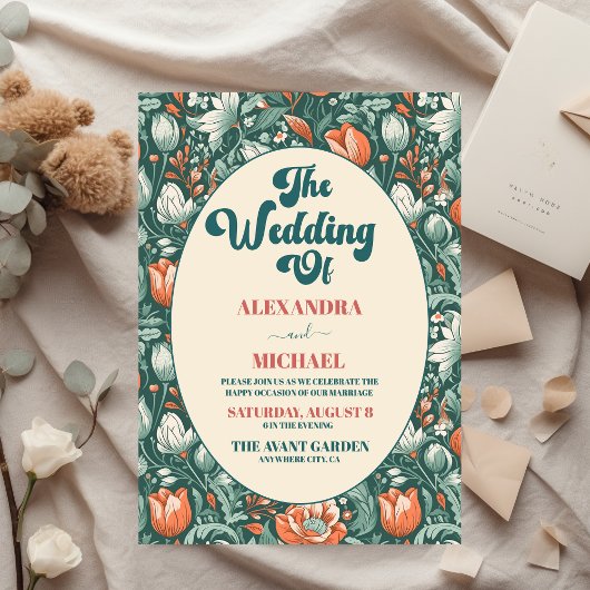 Budget Boho Chic Retro farbenfrohe Blumenhochzeit Flyer