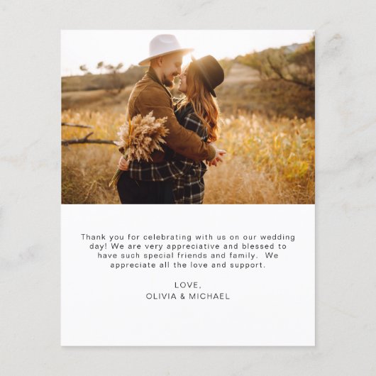 Budget Boho Chic Wedding Vielen Dank Karten (Rückseite)