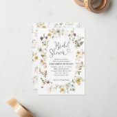 Budget Boho Chic Wildblume Floral Brautparty Mitteilungskarte (Vorderseite/Rückseite Beispiel)