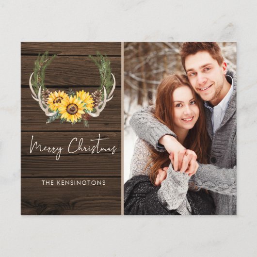 Budget Boho Christmas Sunflower Holiday Foto (Vorderseite)