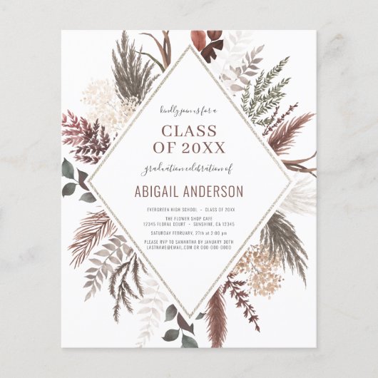 Budget Boho Class of 20223Foto Grad Einladung Flyer (Vorne)
