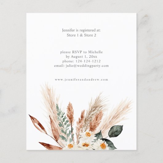 Budget Boho Copper Pampas Brautparty 2 Flyer (Hinten)