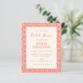 Budget Boho Coral Botanisches Brautparty Einladung (Stehend Vorderseite)