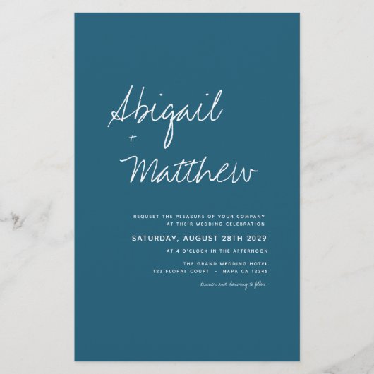 Budget Boho Dark Aquamarine Foto Hochzeit Einladun Flyer (Vorne)