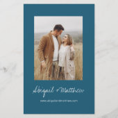 Budget Boho Dark Aquamarine Foto Hochzeit Einladun Flyer (Hinten)