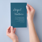 Budget Boho Dark Aquamarine Foto Hochzeit Einladun Flyer (Handgriff)