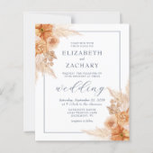 Budget Boho Dried Floral Navy Blue Wedite Einladun (Vorderseite)