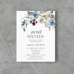 Budget Boho Dusty Blue Beige Blume Sweet 16<br><div class="desc">Neutrale Blume mit rosa und beige mit getrockneten Blätter.</div>