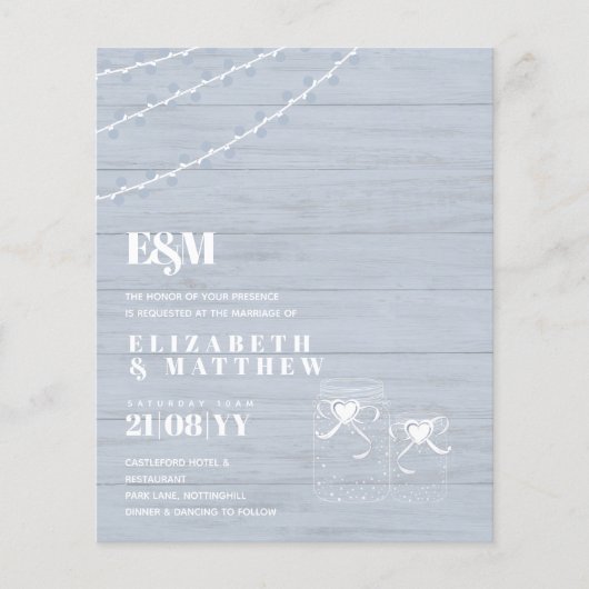 BUDGET BOHO Dusty Blue Driftwood MasonJars Wedding (Vorderseite)