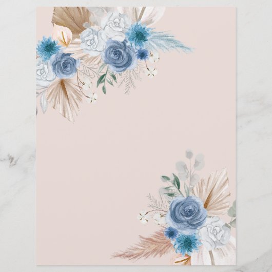 Budget Boho Dusty Blue Pampas Save the Date (Rückseite)