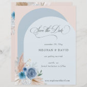 Budget Boho Dusty Blue Pampas Save the Date (Vorne/Hinten)
