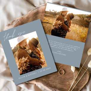 Budget Boho Dusty Blue Wedding Dankeschön Karten