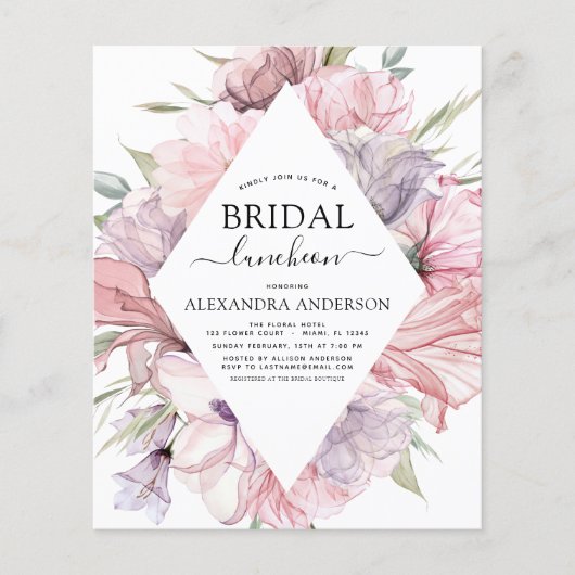 Budget Boho Dusty Lila Brautparty Luncheon (Vorderseite)