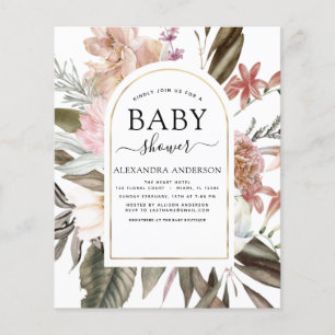 Budget Boho Dusty Pink Burgundy Babydusche Flyer