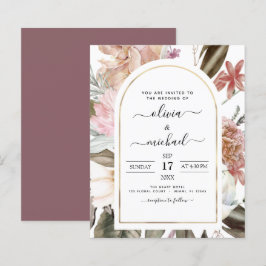 Budget Boho Dusty Pink Burgundy Einladung Hochzeit