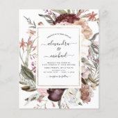 Budget Boho Dusty Pink Burgundy Einladung Hochzeit (Vorderseite)