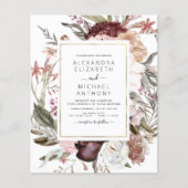 Budget Boho Dusty Pink Burgundy Einladung Hochzeit (Vorderseite)