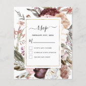 Budget Boho Dusty Pink Burgundy Wedding RSVP (Vorderseite)