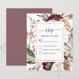 Budget Boho Dusty Pink Burgundy Wedding RSVP