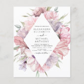 Budget Boho Dusty Pink Lila Hochzeitseinladung (Vorderseite)