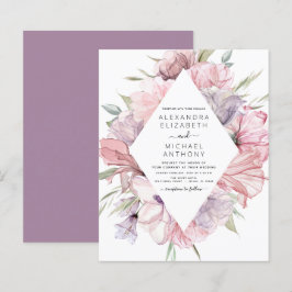 Budget Boho Dusty Pink Lila Hochzeitseinladung