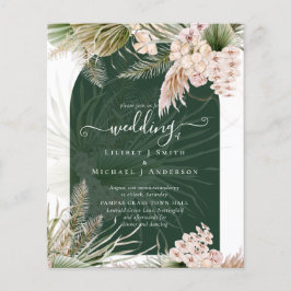 BUDGET BOHO Emerald Green Pampas Grass Wedding Flyer
