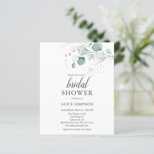 Budget Boho Eucalyptus Blätter Brautparty (Stehend Vorderseite)