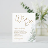 Budget Boho Eucalyputus Green Wedding Einladung (Stehend Vorderseite)