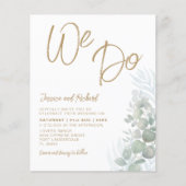 Budget Boho Eucalyputus Green Wedding Einladung (Vorderseite)