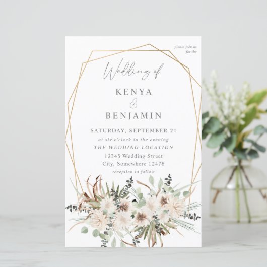 Budget Boho Eukalyptus & Beige Floral Wedding 2 MD (Stehend Vorderseite)