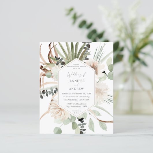 Budget Boho Eukalyptus Palm Leaf & Floral Wedding (Stehend Vorderseite)